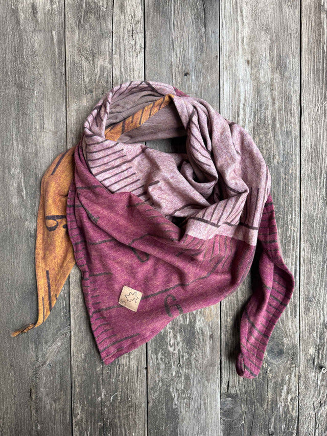 Dreieckstuch XL MASSBAND Bordeaux/beige