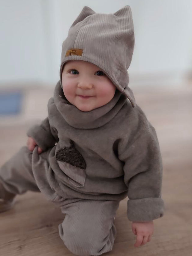 Pullover FLEECE taupe mit Kragen