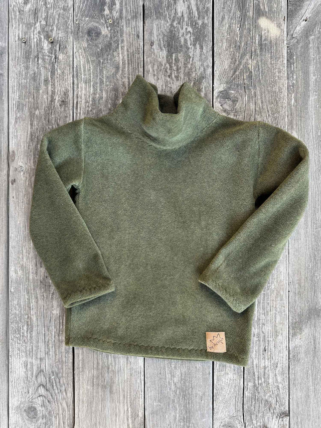 Pullover FLEECE khaki mit Kragen